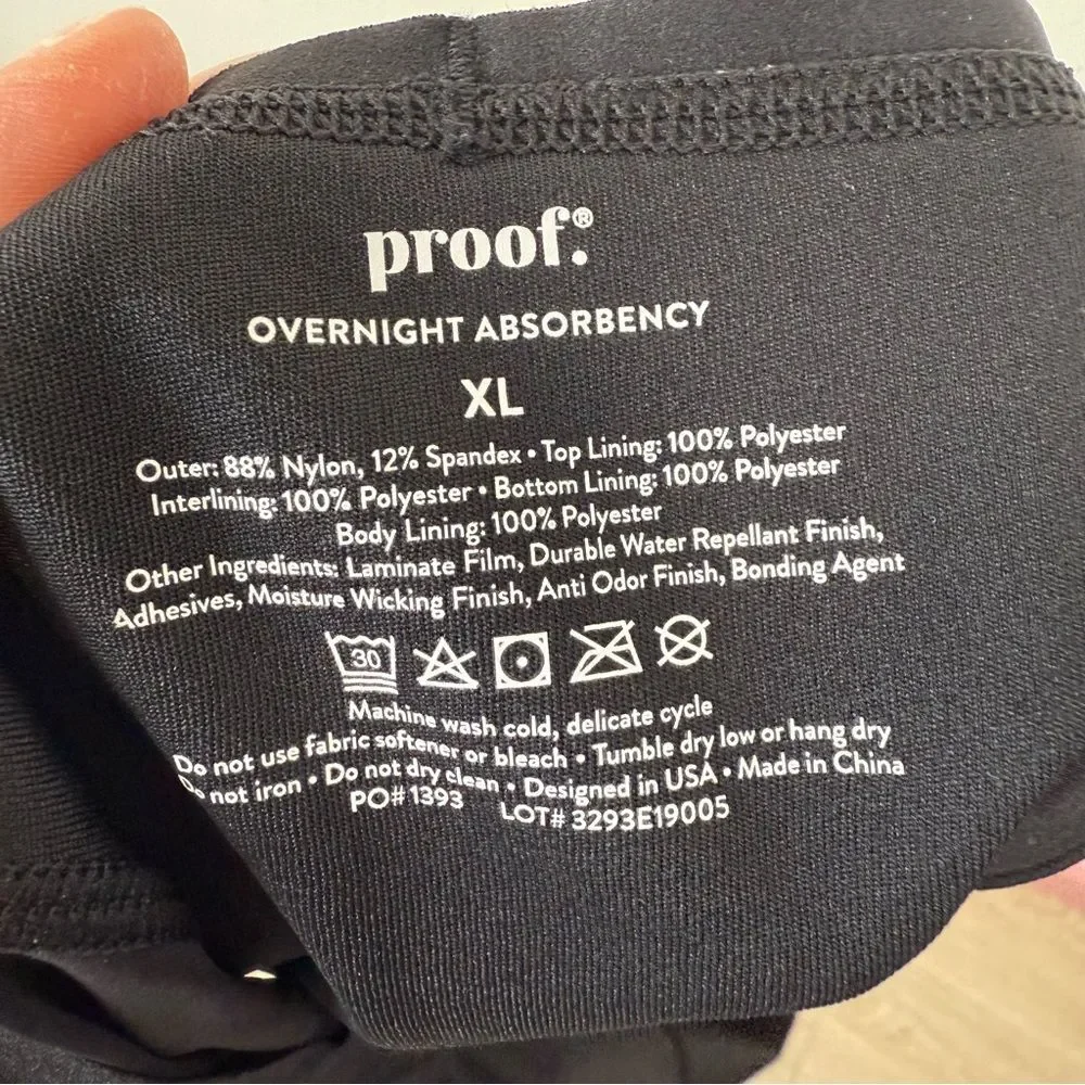 Proof Underwear by Always Women's Overnight High-Rise Brief Black Size XL